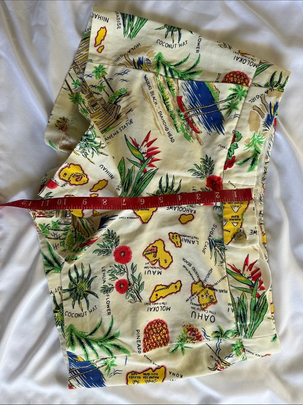 J. Crew Cream Tropical Map Print Button-Front Shorts
